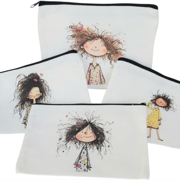 Handbags - 4 Pc Set Cosmetic Bags/ Pouchs  Whimsical Girls    NWT